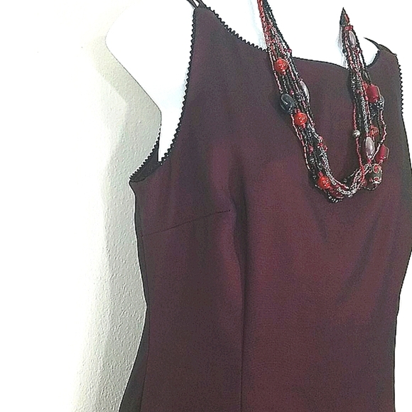 CDC Red Sheath Dress Petite 10P Midi Stretch Sleeveless Cocktail Career Classic - Picture 5 of 11